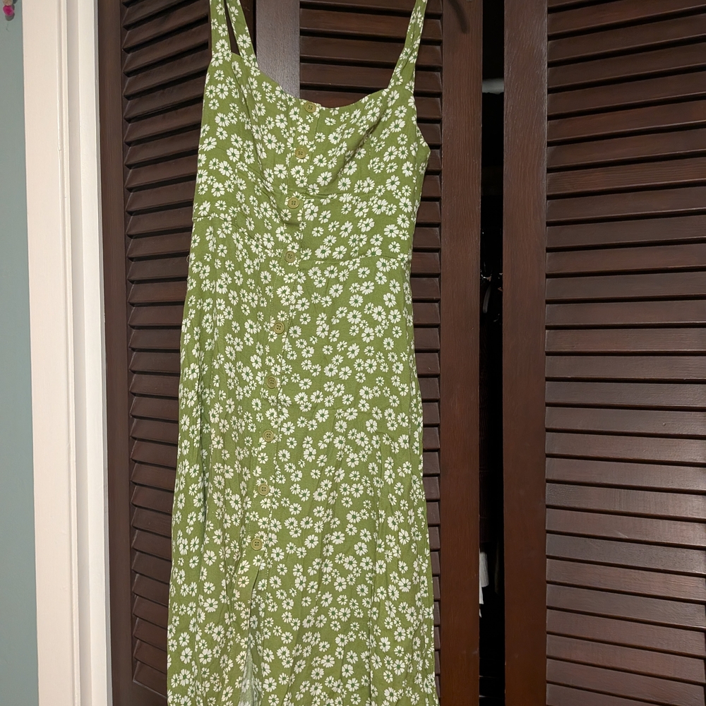 Reformation Green Floral Maxi Dress